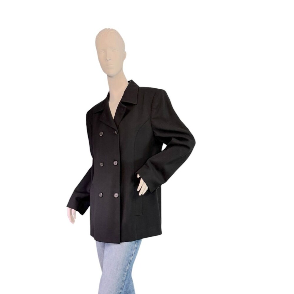 VTG Ralph Lauren Black 100% Wool Made in USA Double Breasted Blazer Womens Sz 12